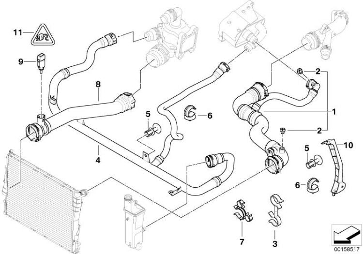 Tubo Flex.de Agua Admisión/termostato Para Bmw E46. Original Recambios