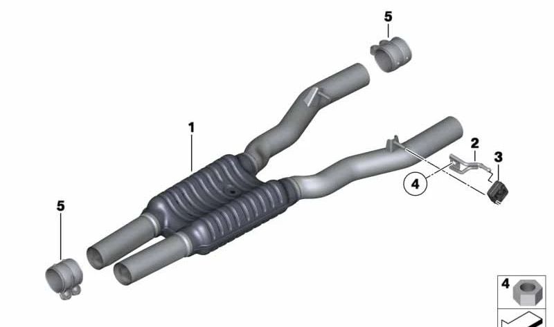 Intermediate silencer for BMW 7 Series F02 (OEM 18307578192). Genuine BMW