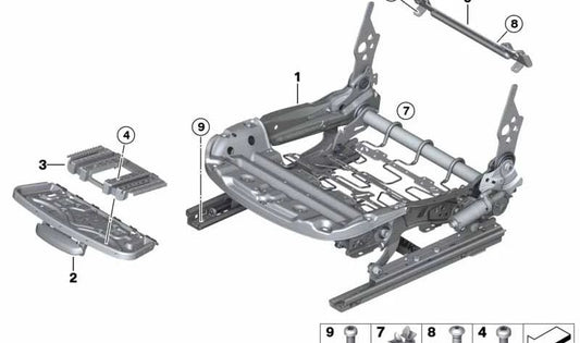 Mecánica del asiento eléctrica derecha para BMW Z4 E89 (OEM 52109176158). Original BMW.