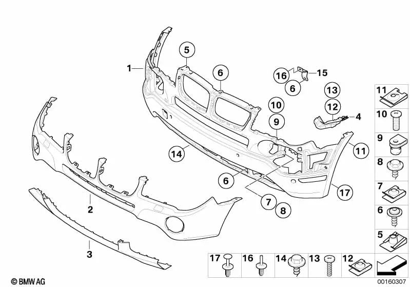 Cubierta parachoques delantero, parte superior, imprimada para BMW X3 E83N (OEM 51113438627). Original BMW