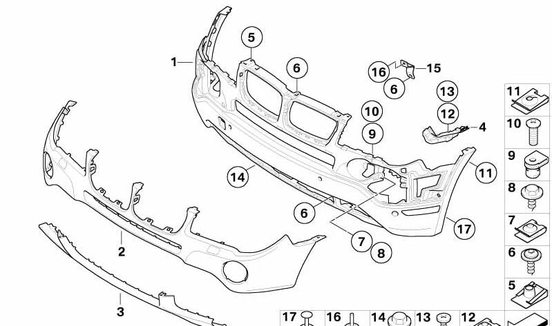 Parachoques delantero OEM 51113445878 para BMW E83 (X3). Original BMW.