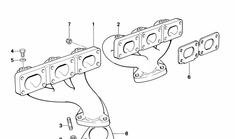 Colector de escape trasero OEM 11621716733 para BMW E36, E34. Original BMW.