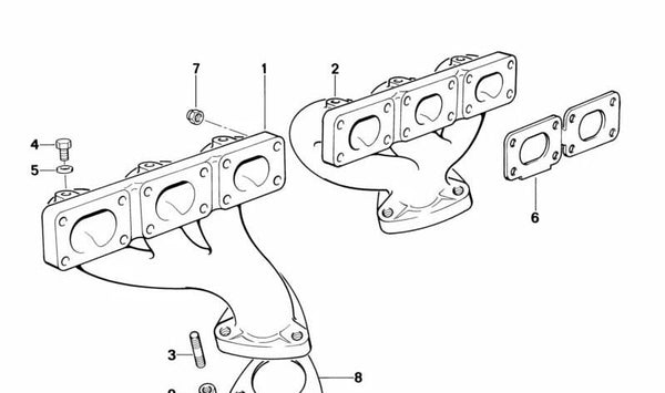 Colector de escape trasero OEM 11621716733 para BMW E36, E34. Original BMW.