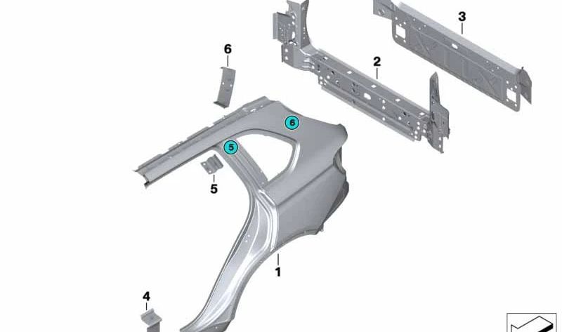 Revestimiento trasero para BMW F16, F86 (OEM 41347381157). Original BMW