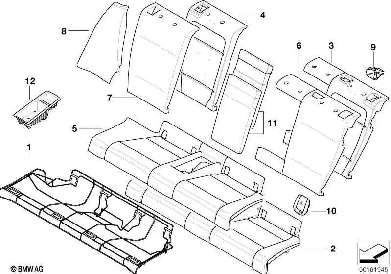 Funda respaldo de cuero derecha para BMW E82 (OEM 52207247350). Original BMW.