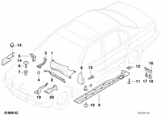 Vordere rechte Seitendichtung für BMW 7er E38 (OEM 51488190836). Original BMW