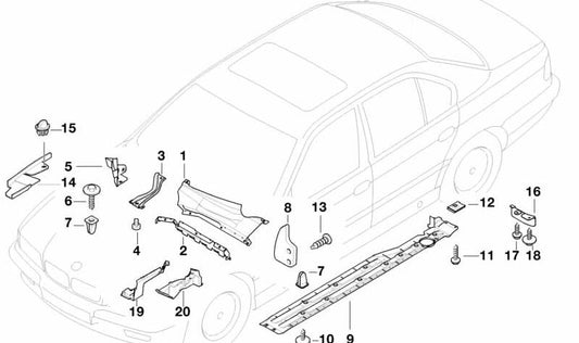 Cubierta Dirección Asistida Izquierda para BMW E38 (OEM 51718253011). Original BMW