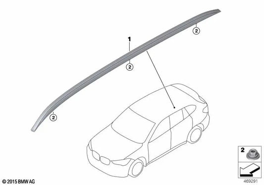 Barra de techo en negro brillante izquierda para BMW X1 F48, F48N (OEM 51137410465). Original BMW.