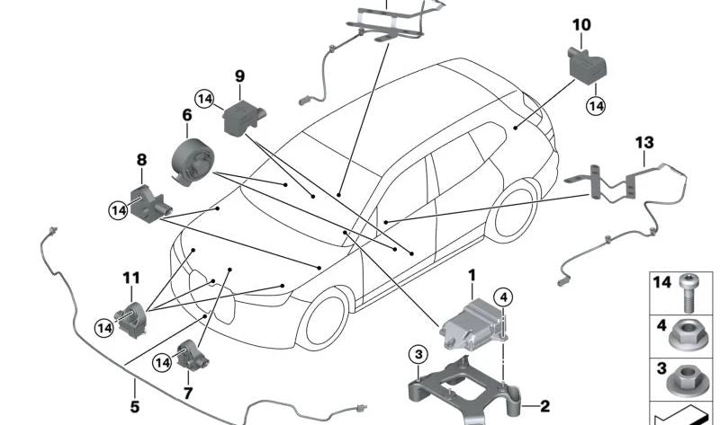 Airbag control module OEM 65775A57FA1 for BMW I20. Genuine BMW.