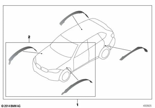 Juego de ensanchadores de aletas 21 pulgadas delanteras para BMW X6 F16 (OEM 51162353723). Original BMW.