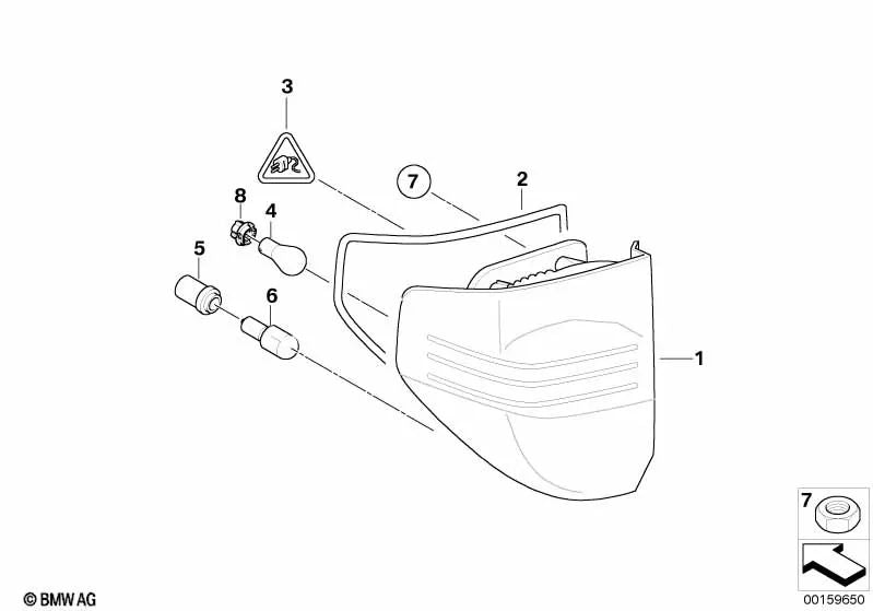 Junta luz trasera lateral para BMW X3 E83N (OEM 63213448997). Original BMW