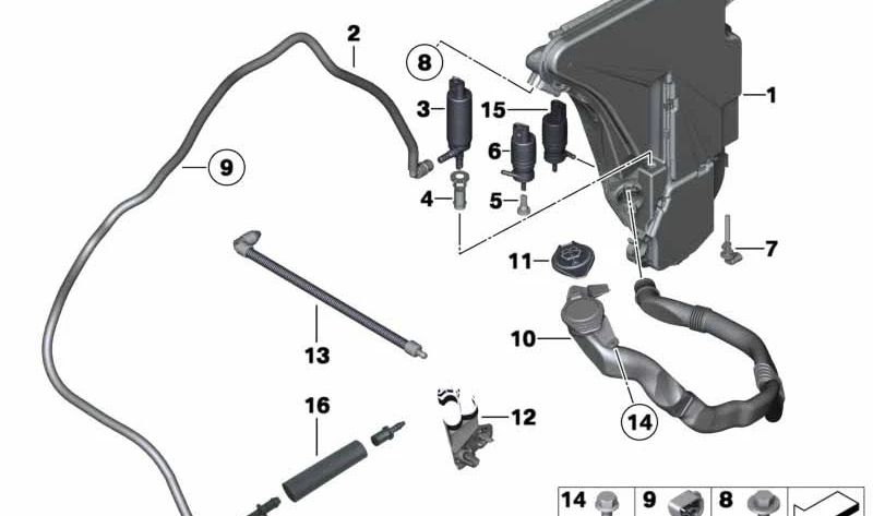 Füllkanal für Wiper Western OEM 61667203270 für BMW F10, F11, F06, F12, F13. Original BMW.