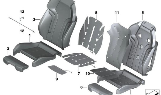 Supporto sedile in pelle sinistra per BMW X3 F97, X4 F98 (OEM 52108067166). BMW originale