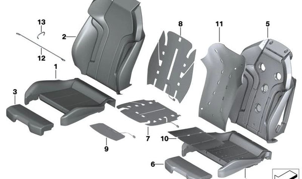 Funda Respaldo Asiento Deportivo Cuero Izquierdo para BMW X3 F97, X4 F98 (OEM 52108067166). Original BMW