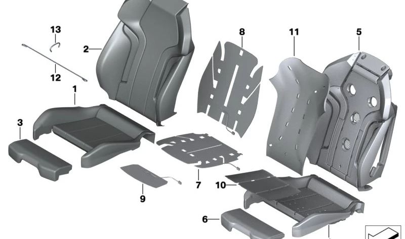 Funda de asiento deportivo en cuero OEM 52108067159 para BMW X3M F97 y X4M F98. Original BMW.