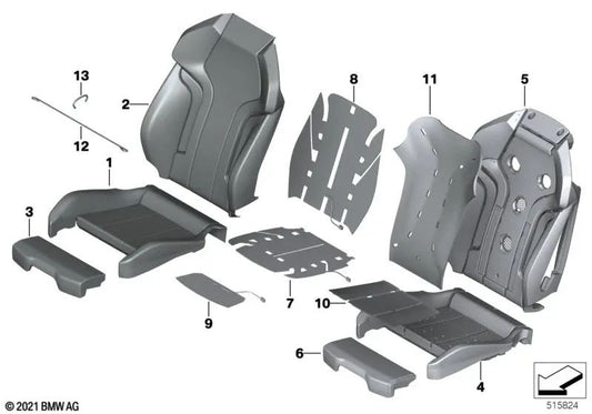 Funda respaldo asiento deportivo de cuero izquierda para BMW X3 F97, F97N, X4 F98, F98N (OEM 52108079419). Original BMW.