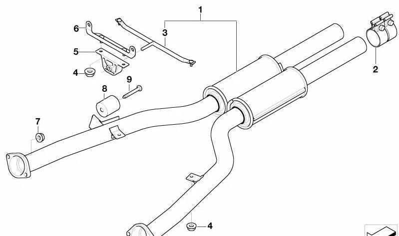 Soporte de escape OEM 18207523962 para BMW E60, E61, E63, E64 (Serie 5 y Serie 6). Original BMW.