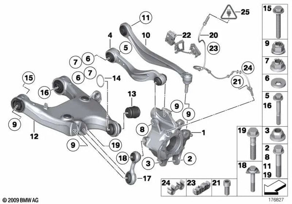 Portarruedas trasero derecho para BMW F12, F13 (OEM 33306852894). Original BMW