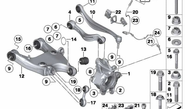 Porta-rueda trasera derecha para BMW F12, F13 (OEM 33326796146). Original BMW