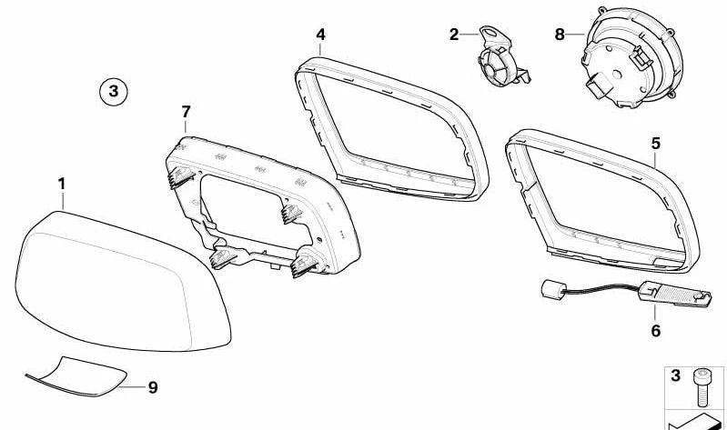 Aro de sujeción imprimado derecho para BMW E63, E64 (OEM 51168029242). Original BMW