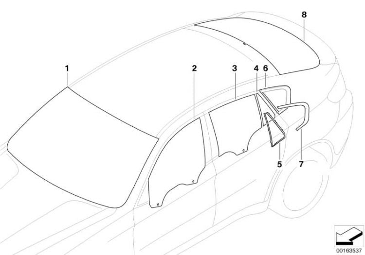 Cristal Lateral Trasero Con Junta Para Bmw E71. Original Recambios