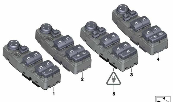 Módulo de control interruptor de puerta OEM 61319241952 para BMW F07, F10, F11. Original BMW.