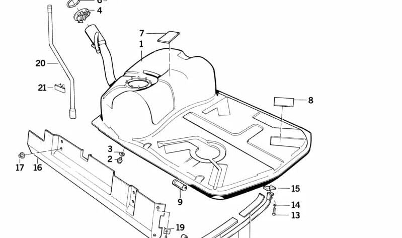 Tira de sujeción derecha para BMW E34, E32 (OEM 16111179159). Original BMW