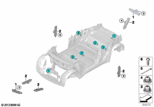 Tuerca de plástico para BMW Serie 5 E60N, E61N, F10, F11; Serie 6 E63N, E64N; i I01, I01N (OEM 11787572579). Original BMW