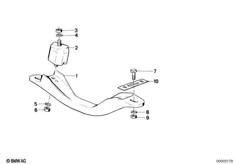 Cojinete de goma para BMW Serie 3 E30 (OEM 24711128372). Original BMW.