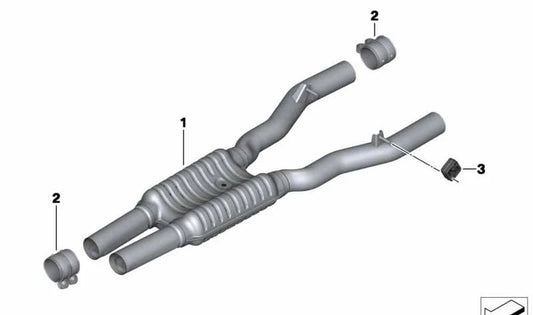 Silenciador intermedio OEM 18307591696 para BMW F02. Original BMW.