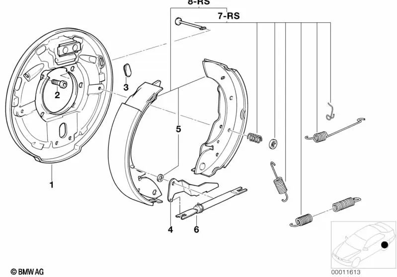 Kit de reparación de zapatas de freno para BMW Serie 3 E36 (OEM 34219067127). Original BMW