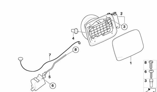 Actuador de tapa de llenado para BMW Serie 3 E93 (OEM 67116987631). Original BMW