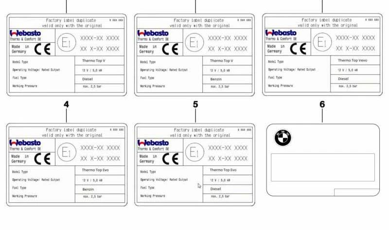 Placa duplicada de advertencia "Diesel" OEM 71239356088 para BMW F07, F10, F11, F06, F12, F13, F01, F02, E70, E71. Original BMW.