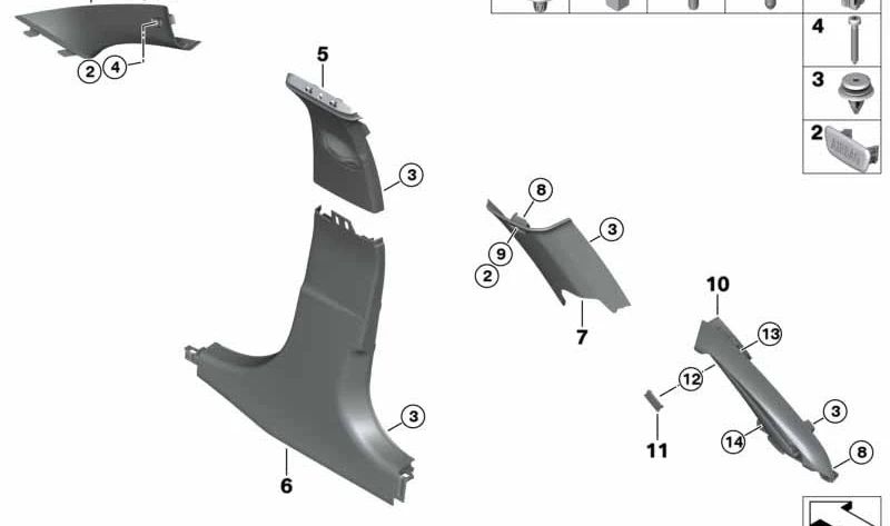 D-pillar strip left for BMW G21, G21N (OEM 51436997477). Original BMW