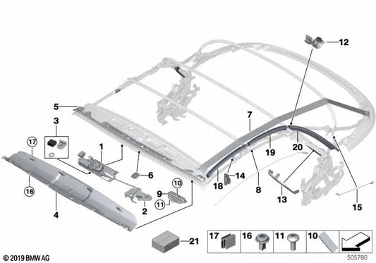 Juego de fijación para riel de soporte para BMW F23, F23N (OEM 54347421660). Original BMW