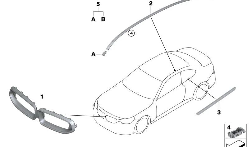 Rejilla Decorativa Frontal para BMW Serie 2 G42 (OEM 51139465119). Original BMW