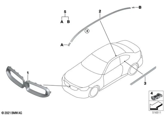 Moldura del techo imprimada izquierda para BMW Serie 2 G42 (OEM 51137931181). Original BMW.