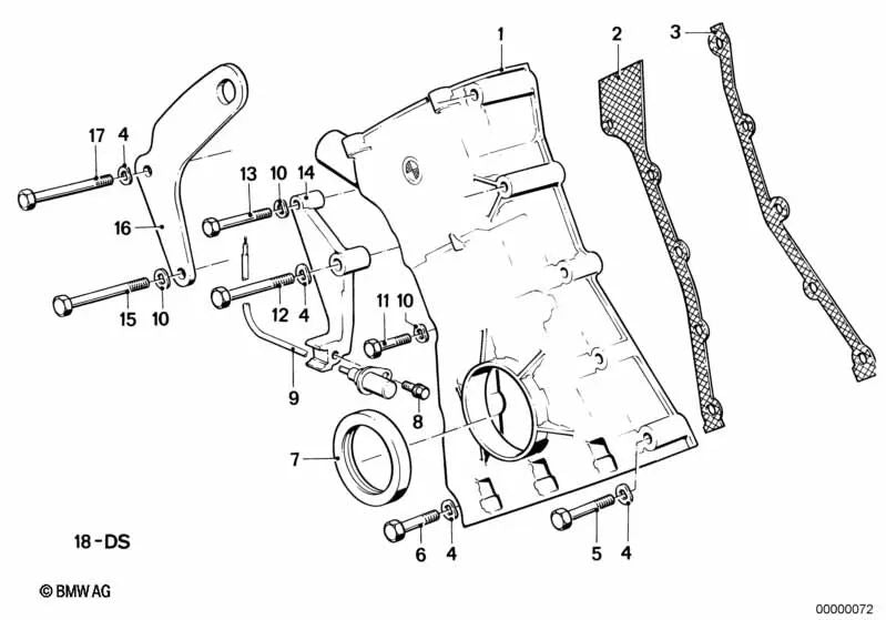 Cubierta inferior de la caja de la cadena para BMW E28, E24, E23 (OEM 11141306856). Original BMW.