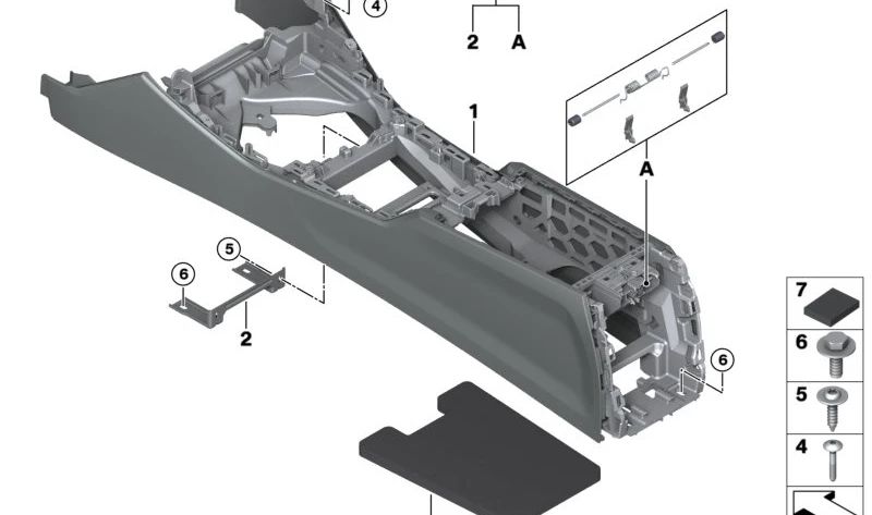 Consola central OEM 51166996831 para BMW G87, G20, G21, G80, G82. Original BMW.