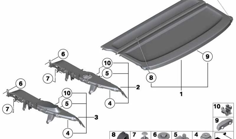 Soporte de bandeja derecha OEM 51462991850 para BMW E84. Original BMW.