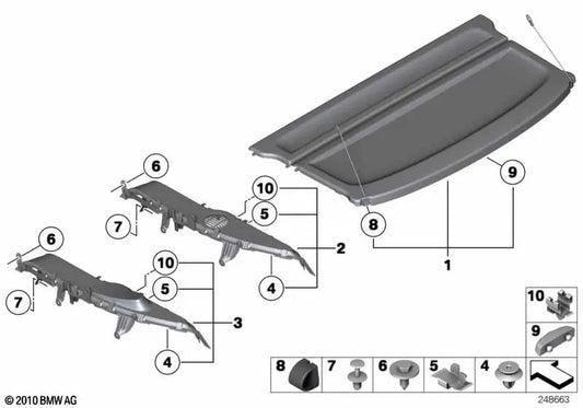 Soporte estante de almacenamiento derecho para BMW E84 (OEM 51462991852). Original BMW