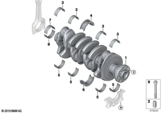 Kurbelwelle für BMW 1er F40, 2er F44, X2 F39 (OEM 11218658672). Original BMW