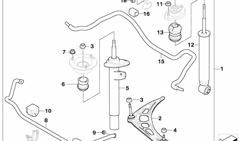 Amortiguador delantero derecho para BMW Serie 3 E46 (OEM 31312282102). Original BMW