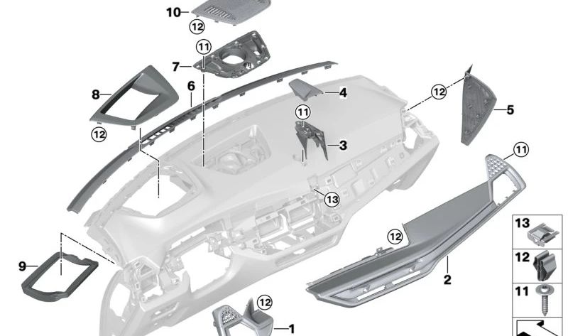 Embellecedor salpicadero derecho OEM 51459399301 para BMW G05, F95, G06, F96, G07, G09. Original BMW.