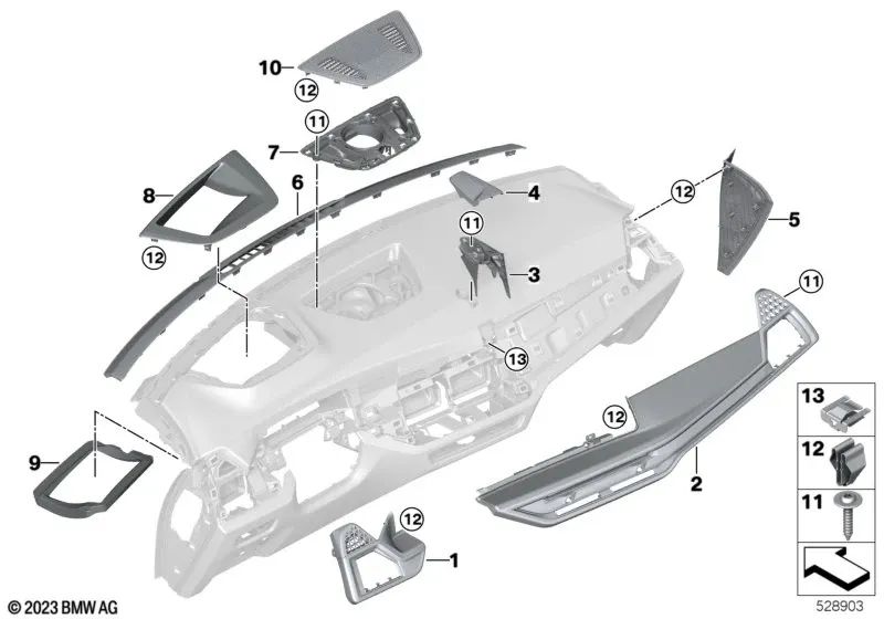 Couvercle de chauffage du pare-brise central pour BMW F95N, G05N (OEM 51459875324). BMW d'origine