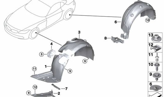 Protettore della ruota posteriore destra OEM 51777191032 per BMW E89. BMW originale.