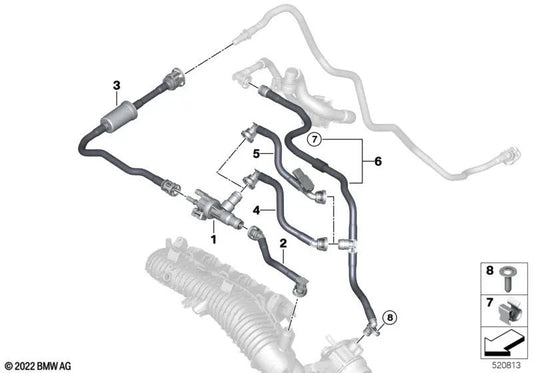 Línea de ventilación del depósito para BMW Serie 2 U06, X1 U11, U12 (OEM 13909487535). Original BMW