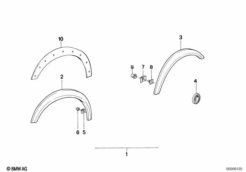 Left rear template for BMW Series 5 E28 (OEM 51711941267). Genuine BMW