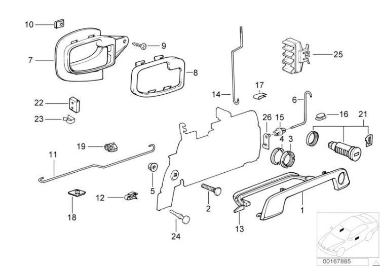 Revestimiento Maneta Manija Cromado Para Bmw Z3. Original Recambios