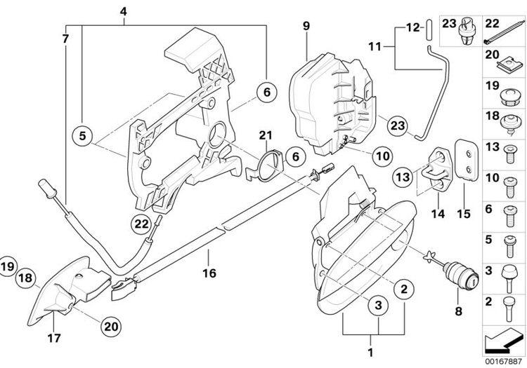 Cable Bowden Cerradura Puerta Delantera Para Bmw Z4 E85 E86 . Original Recambios